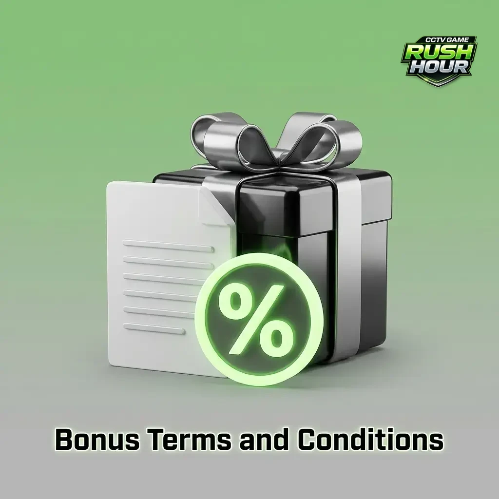CCTV Game Rush Hour bonus terms including wagering requirements, time limits, and withdrawal limits for Indian players