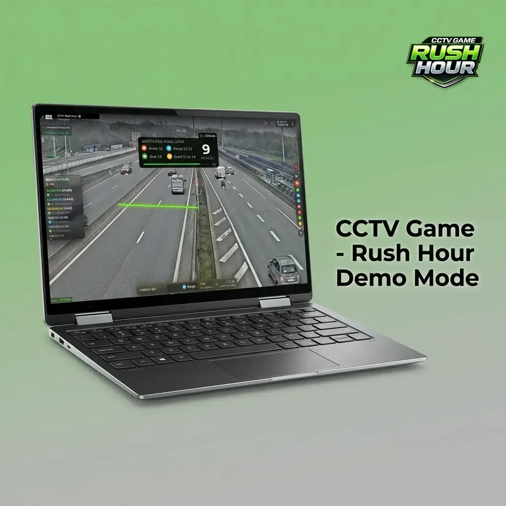 CCTV Game Rush Hour demo mode with virtual credits, free play interface showing graphics and round mechanics