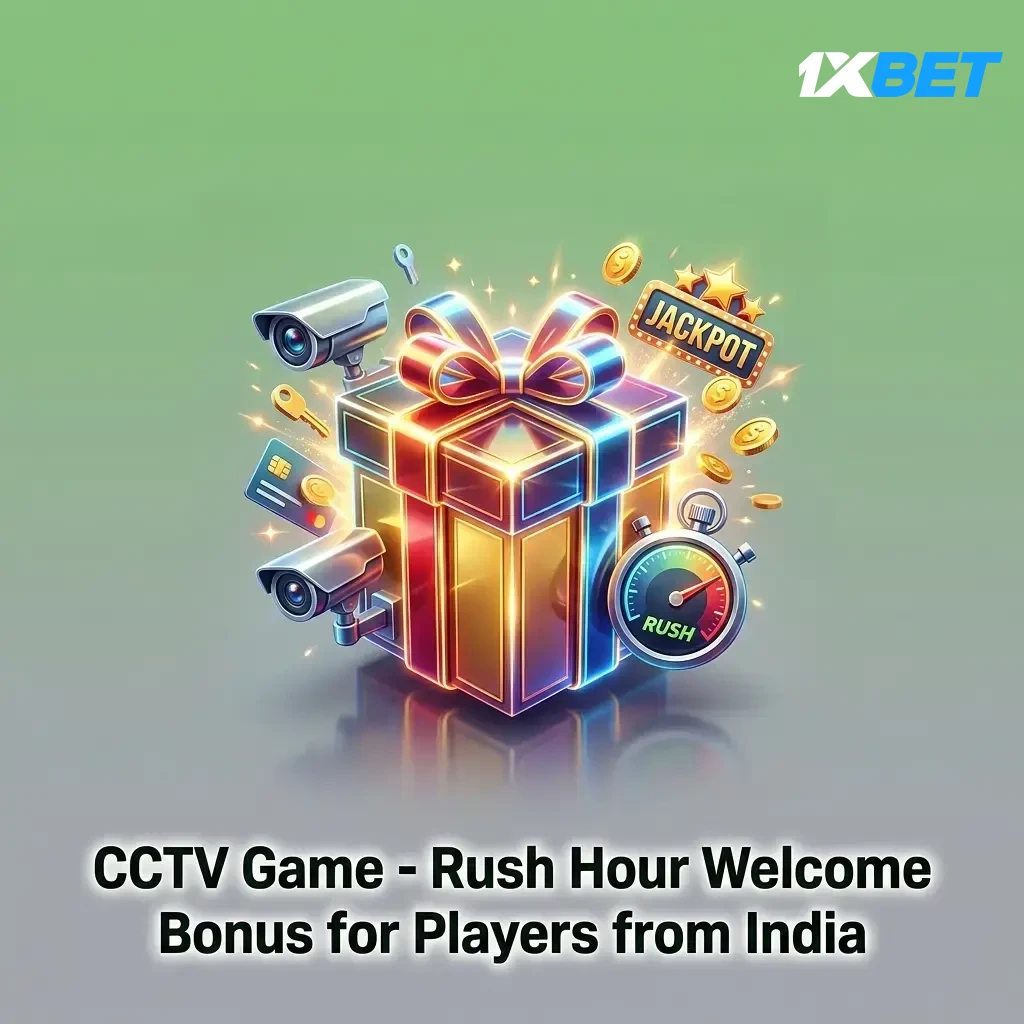 1xbet 100% welcome bonus up to 20,000 INR for CCTV Game Rush Hour players in India, min deposit 100 INR