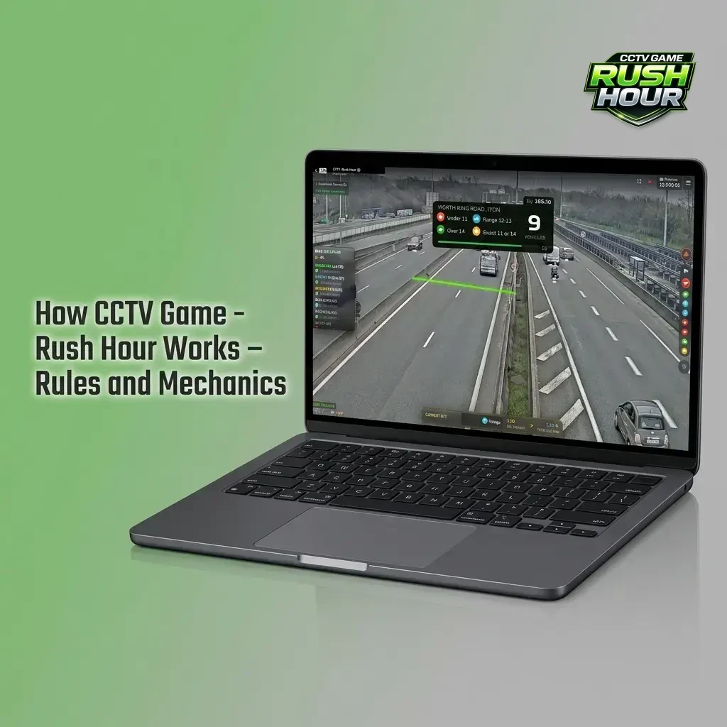CCTV Game Rush Hour crash game multiplier mechanic showing bet placement, cashout timing, and auto-cashout feature