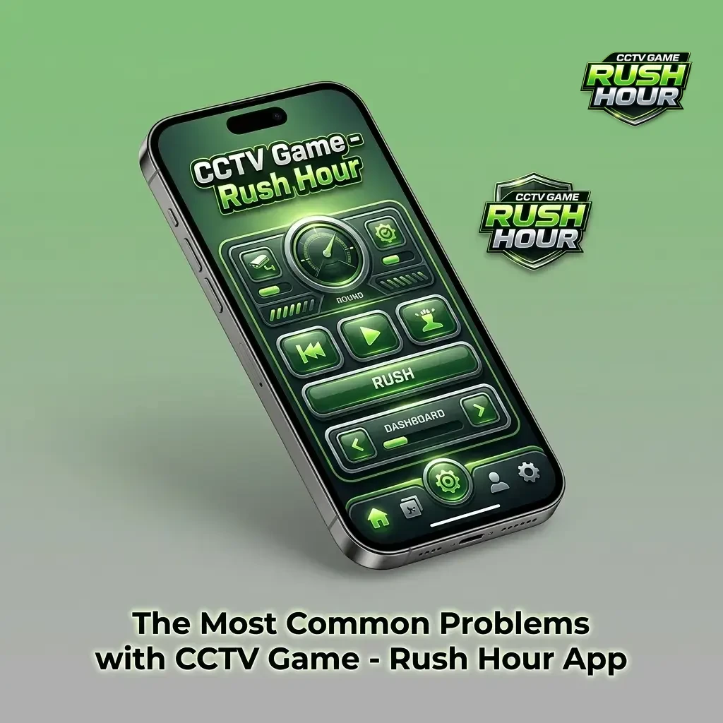 CCTV Game Rush Hour app showing common problems like APK install failure, login errors, and multiplier display bugs