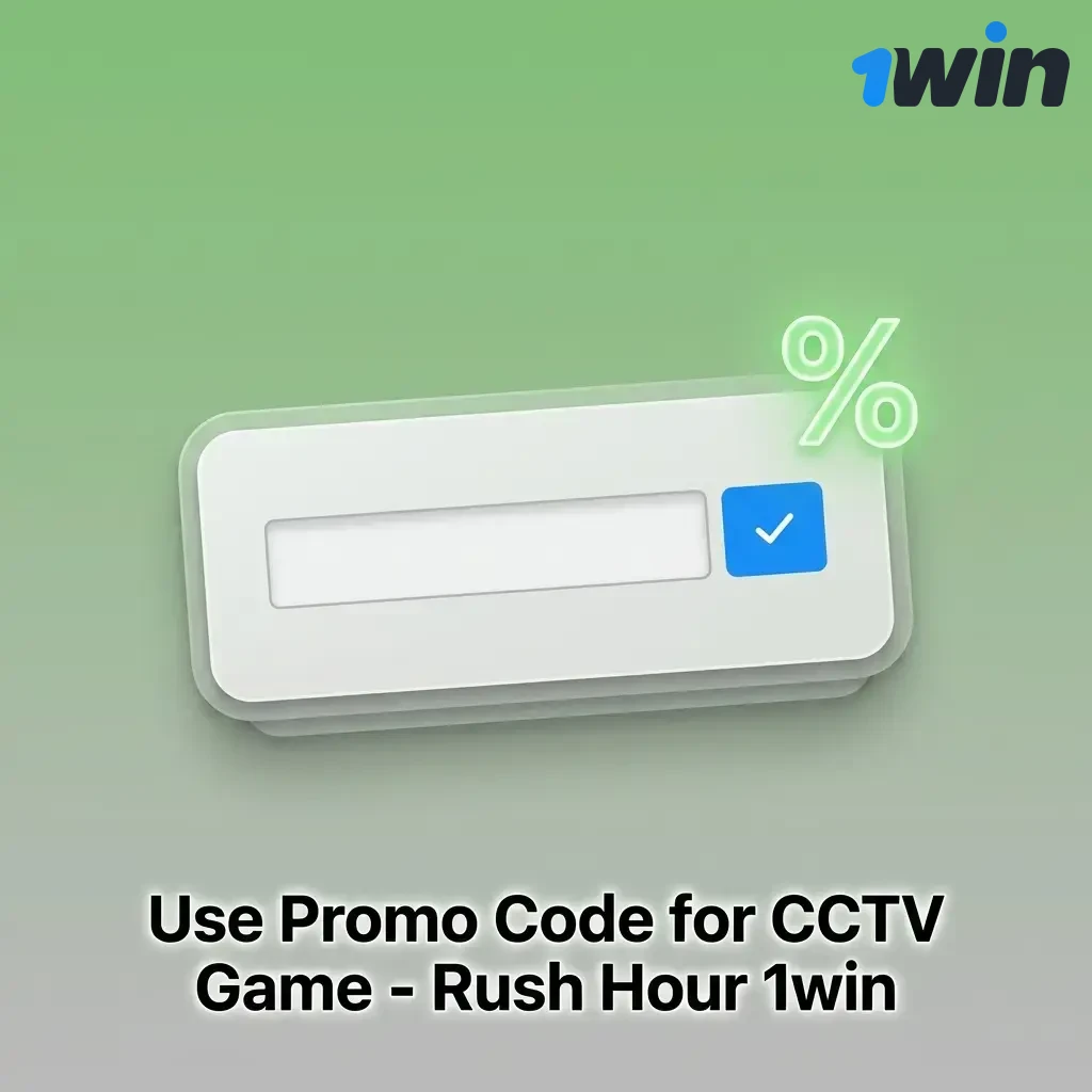 1win promo code 1WINBONUS entry field for CCTV Game Rush Hour bonus activation during registration