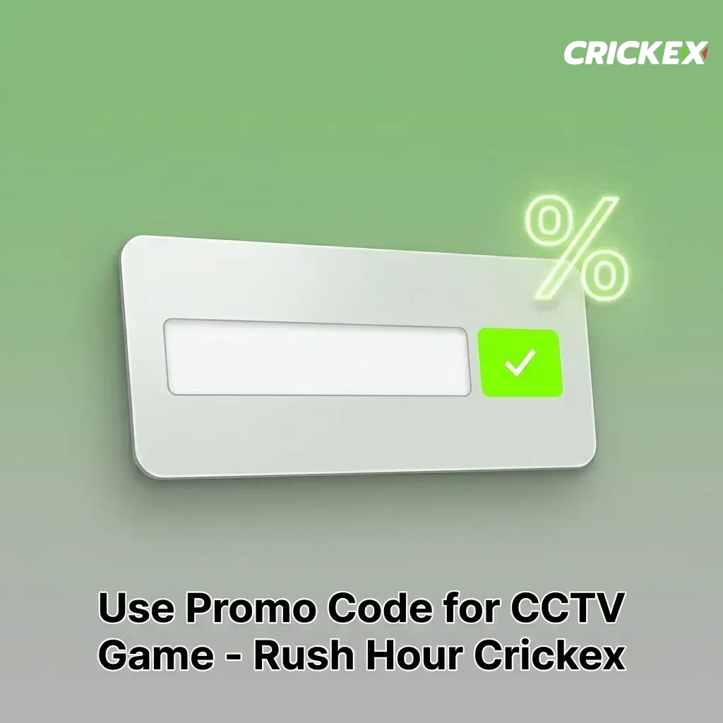 Entering promo code for CCTV Game Rush Hour on Crickex app to activate bonus rewards during registration
